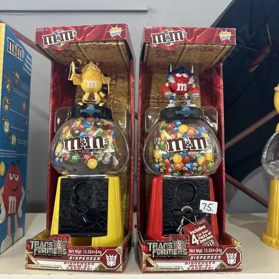 2 x boxed M&M transformers dispensers