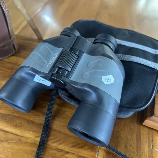 Binoculars and bag.