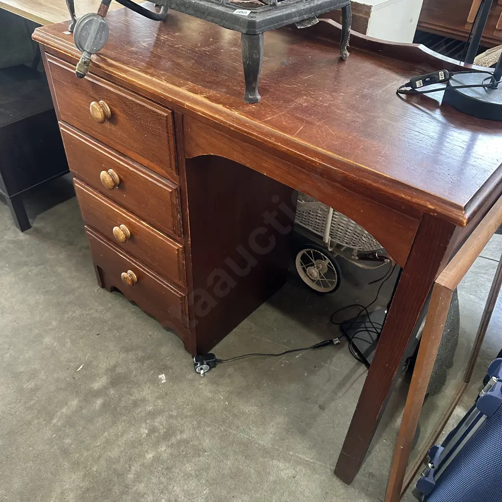 Pair of tall boys plus matching timber desk. Image 1++