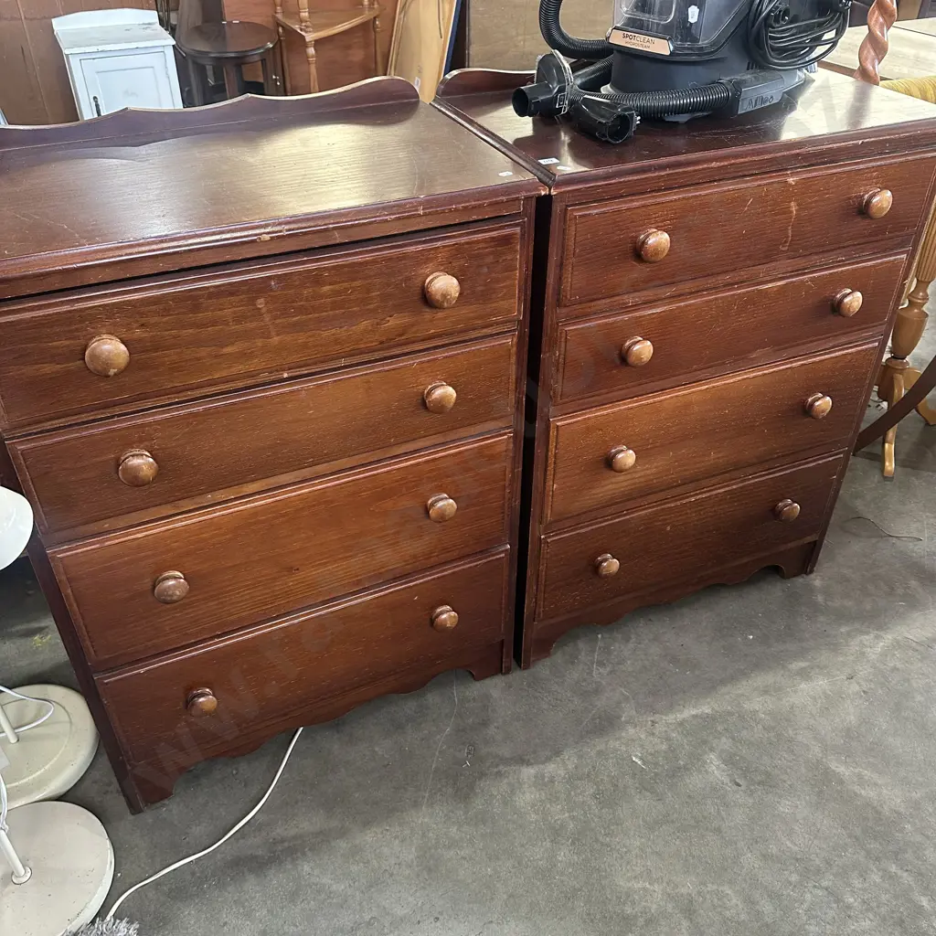 Pair of tall boys plus matching timber desk. Image 1++