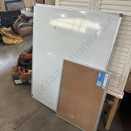 White board (1200mmx900mm) and new cork board.