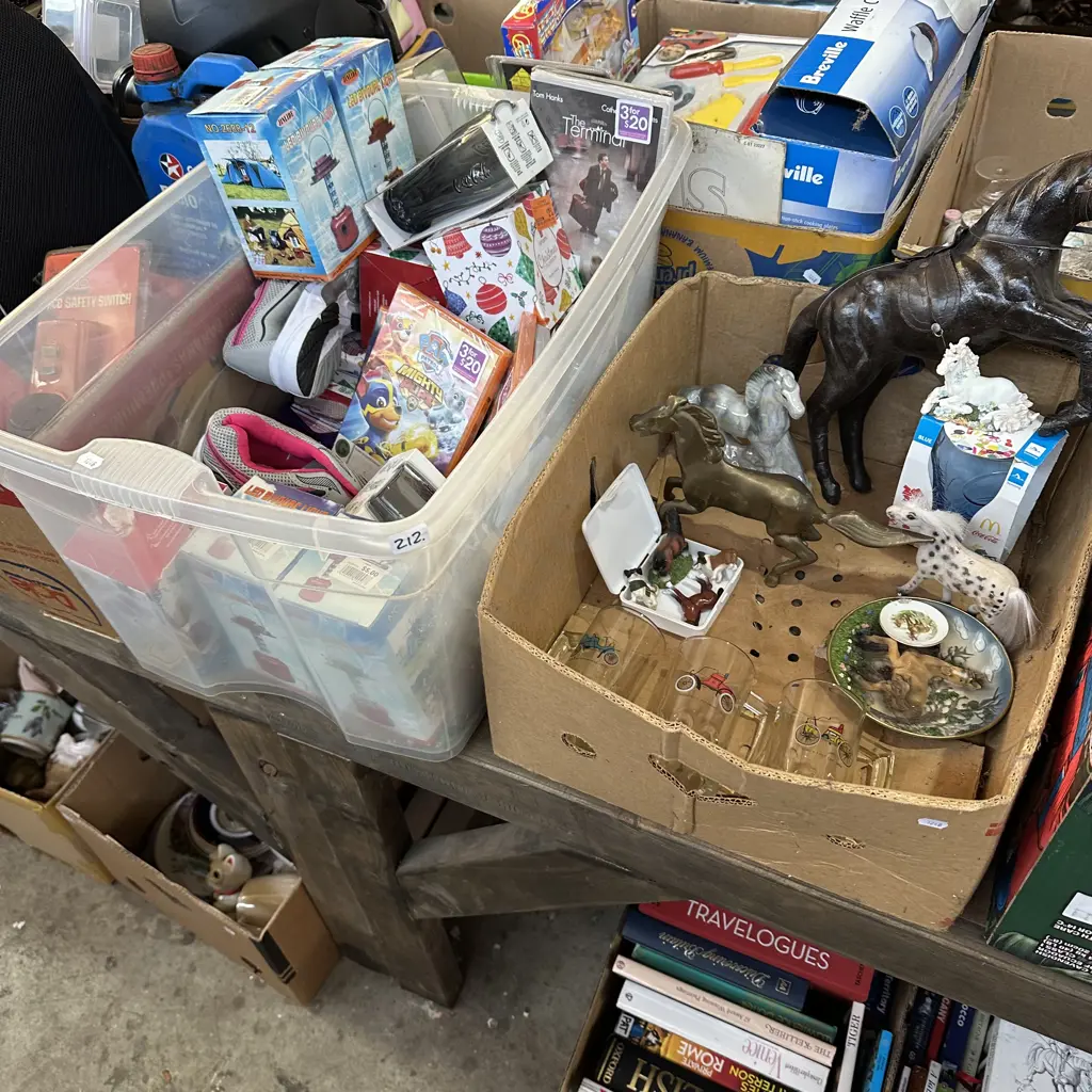 bin and box with Brass horse and new items etc Image 1++