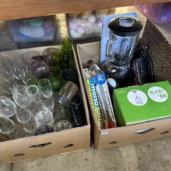 2 box new foil, blender, wine glass set etc