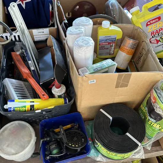 large lot hardware, tools and fishing reels