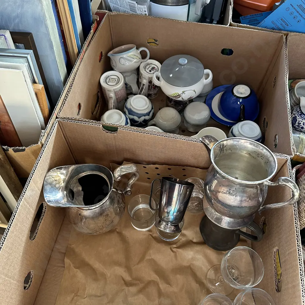 2 box pewter, pottery etc Image 1++