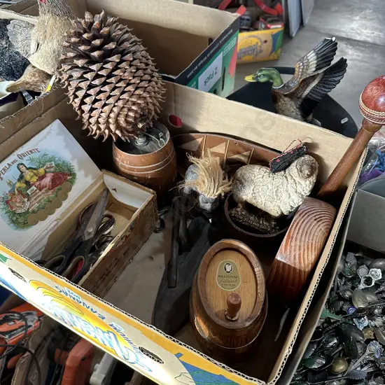 large pinecone, scissor collection etc
