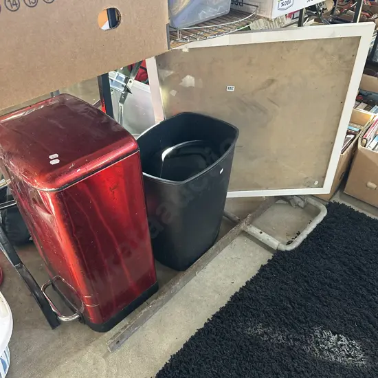 mirror, ironboard, bins and metal fitting