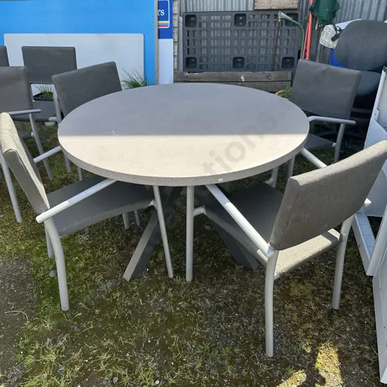 round outdoor table and 4 chairs