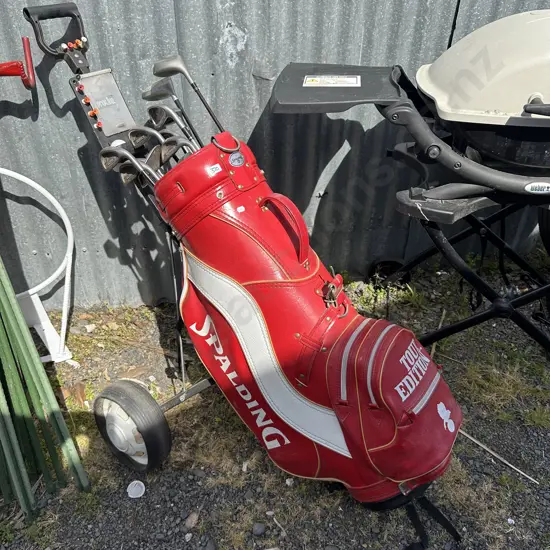 golf clubs and trolley