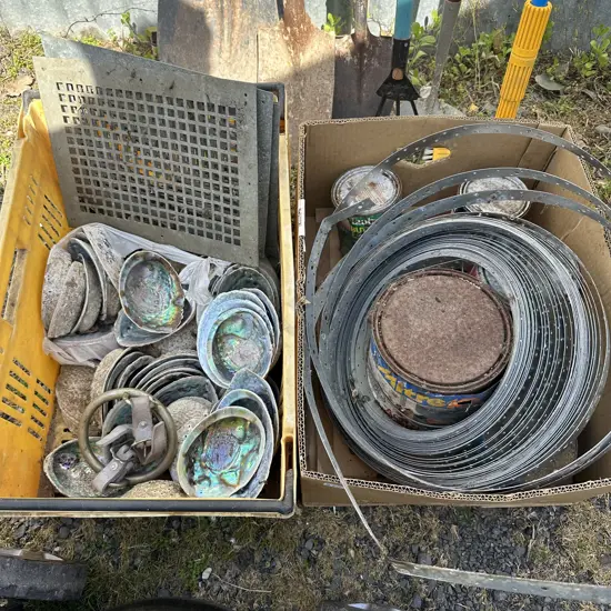 strapping and paua shells, grates etc
