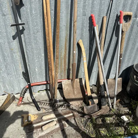 large selection garden tools