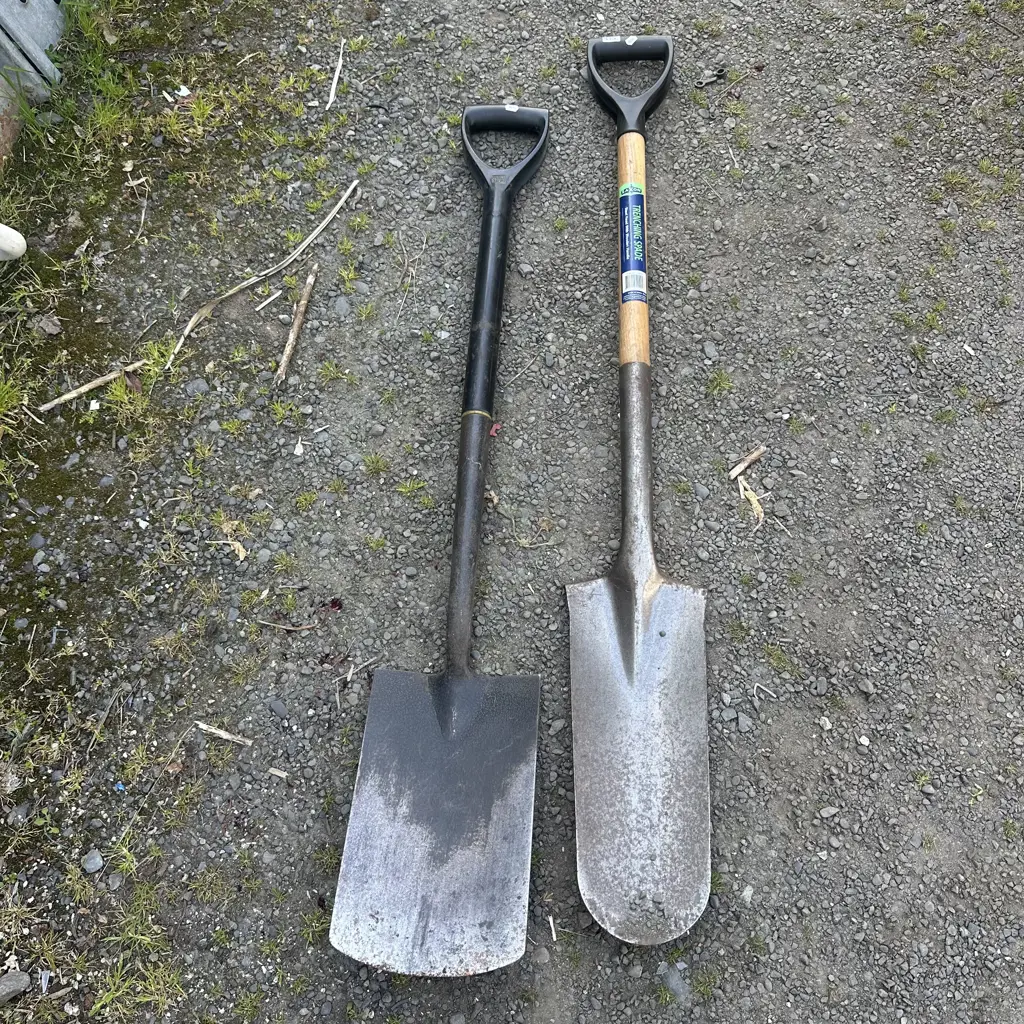 Two spades and plant support. Image 1++