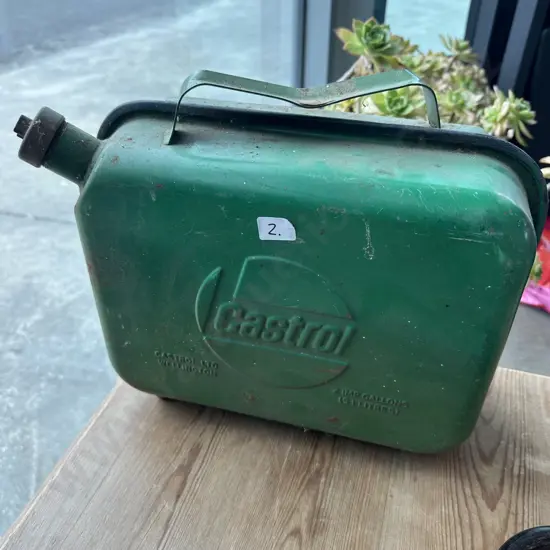 Castrol petrol can with brass cap