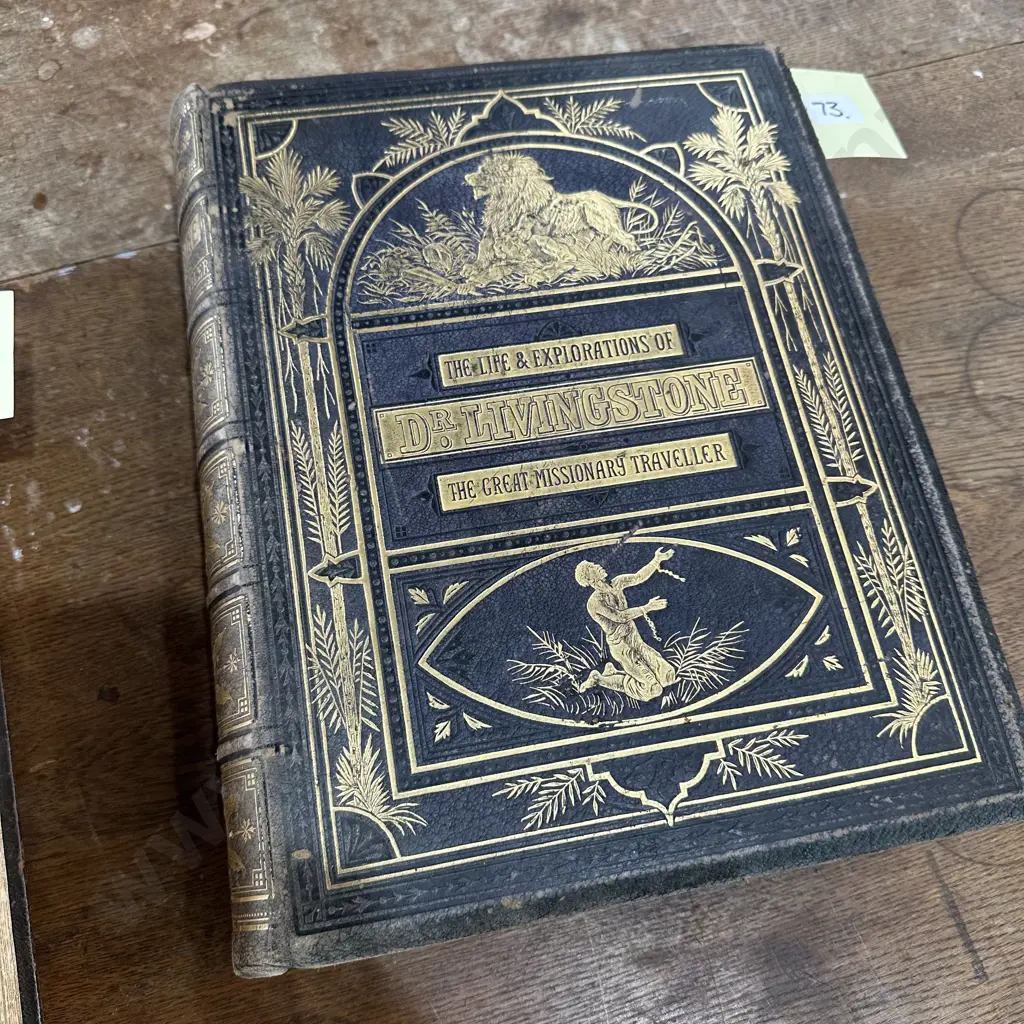 leather bound "Dr Livingstone" book late 1800s Image 1++