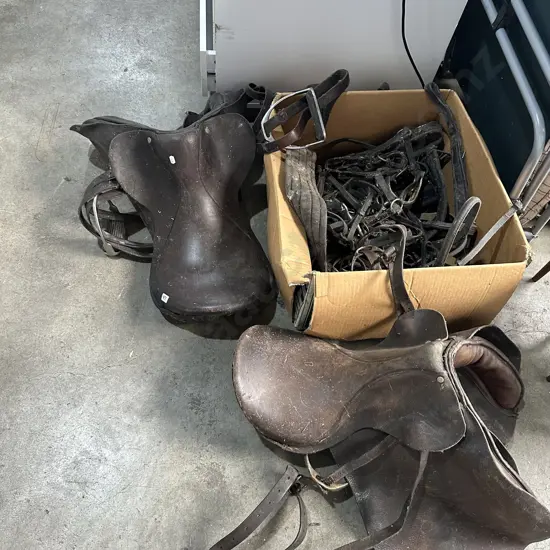 2 saddles and horse tack