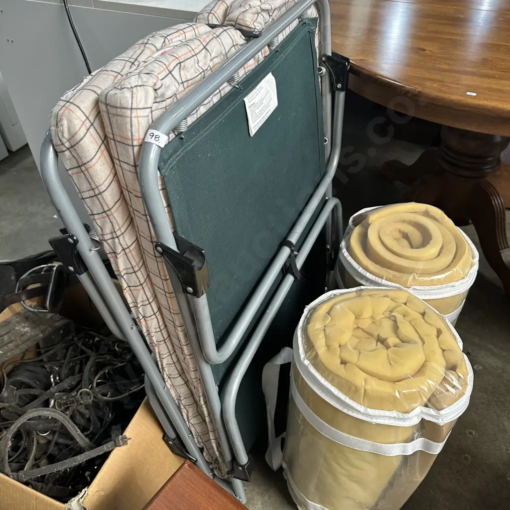 fold away bed and 2 foam mattress Image 1++