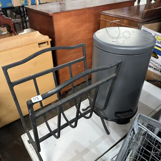 wood rack and bin