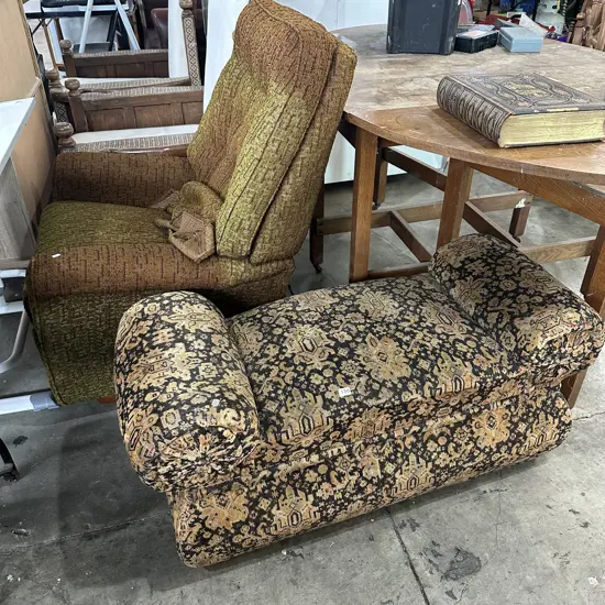 Art Deco blankets box & vintage recliner chair