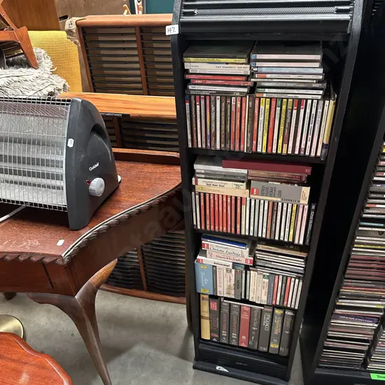 stand of CDs & VHS