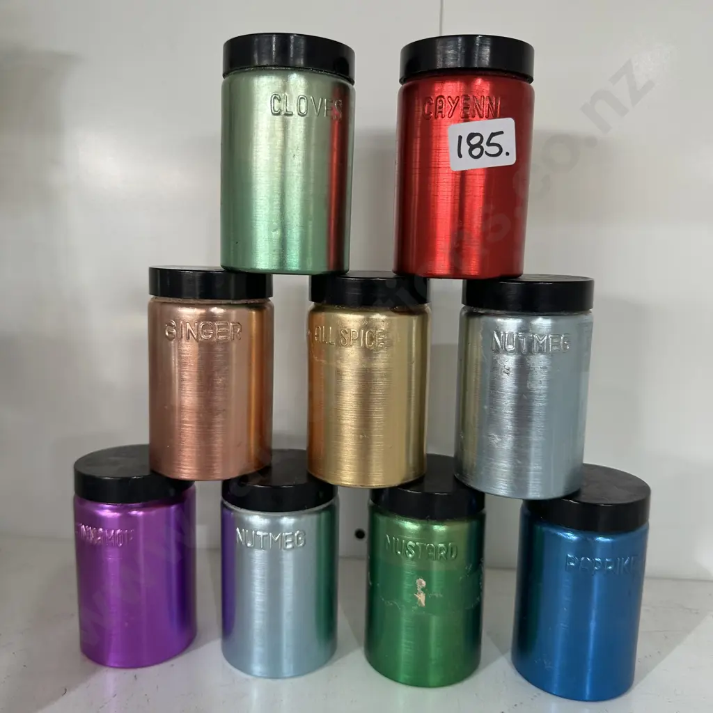 Set of nine spice canisters. Image 1++