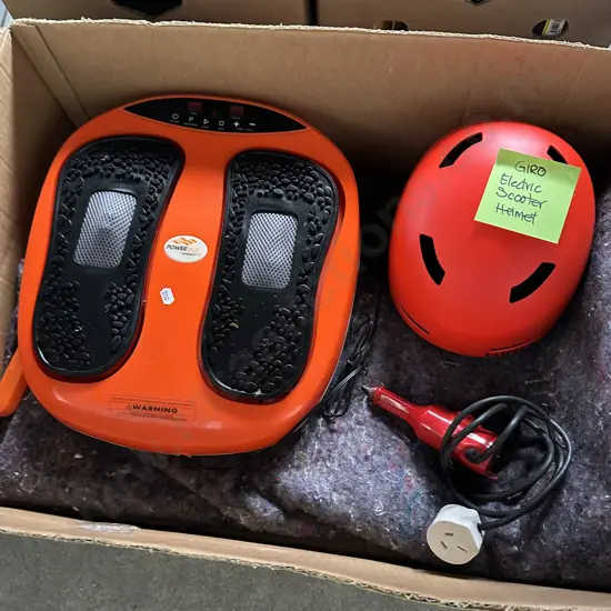 Powerfit and electric scooter helmet plus Dremel engraver.