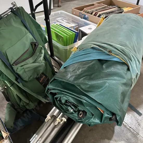 Tent and backpack.