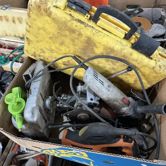 Laser level, grinders and electric saw.