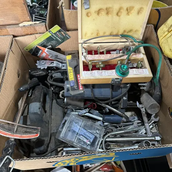 Router and bits, planer, torque wrench, sockets and spanners etc.