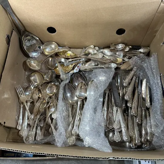 Box of cutlery.