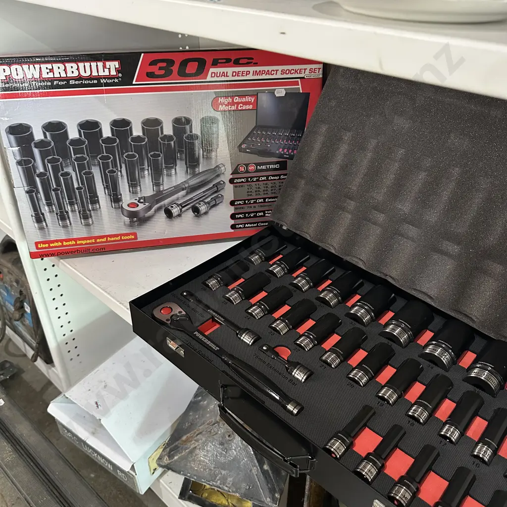 As New boxed Powerbuilt 30 piece Dual deep impact socket set. Image 1++