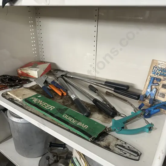 Shelf lot of tools.