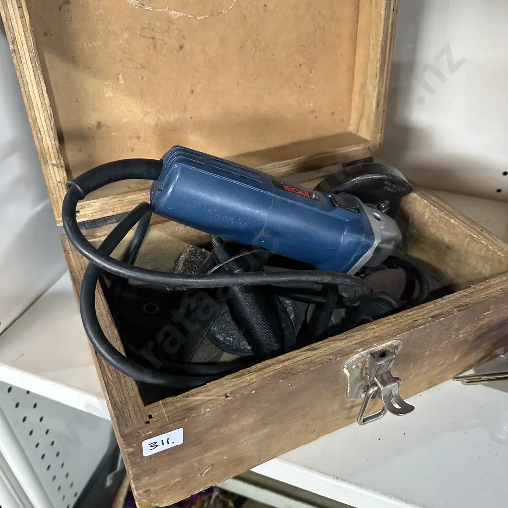 Ryobi angle grinder and storage box. Image 1++