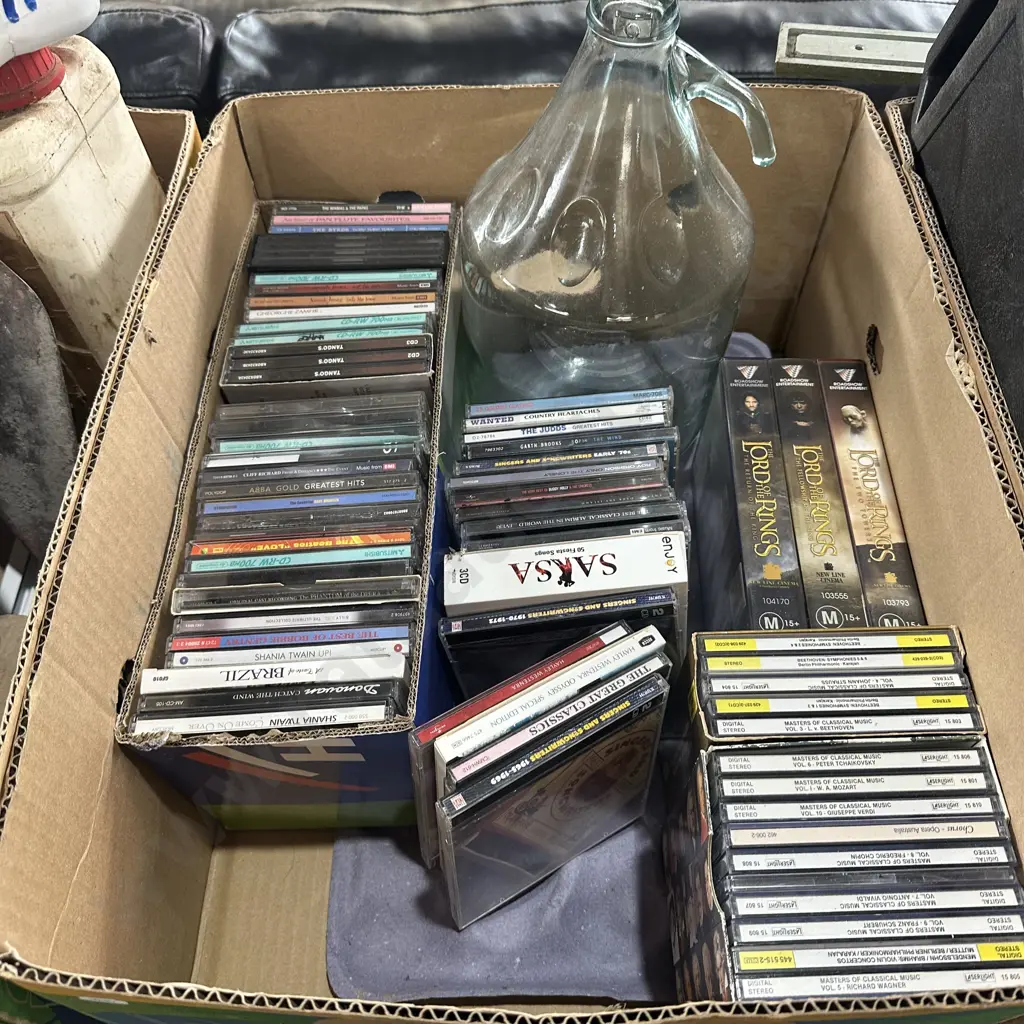vintage glass container, CDs VHS Image 1++