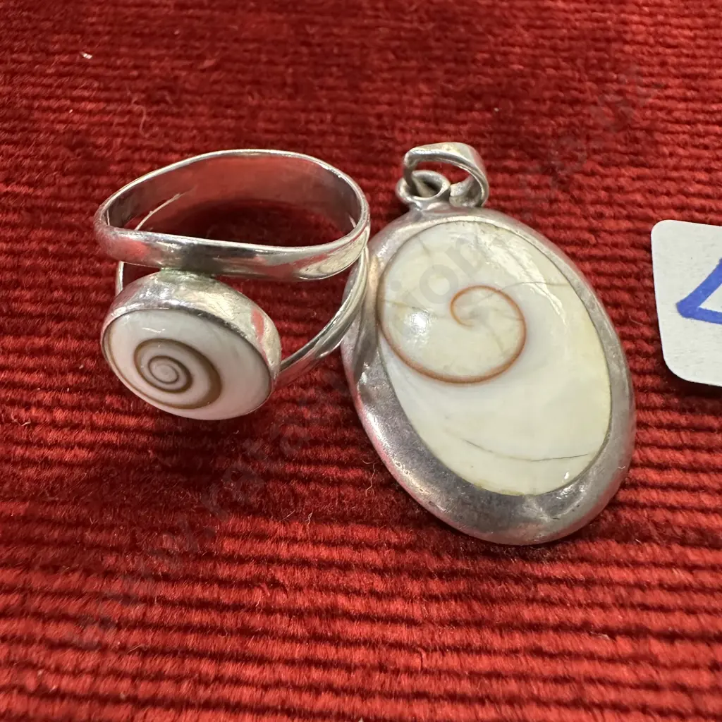 eye of Shiva pendant & ring set in Sterling silver Image 1++