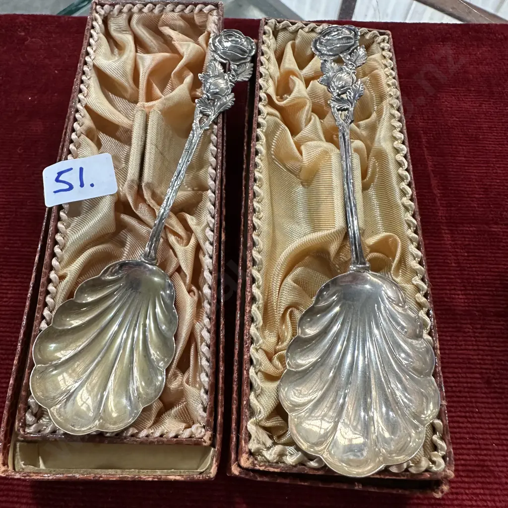Pr boxed Sterling silver spoons 41.5g Image 1++
