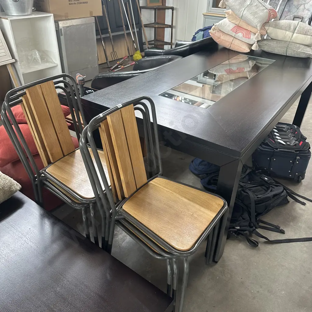 6 Oak & metal chairs with large dining table 2000 x 1000 Image 1++
