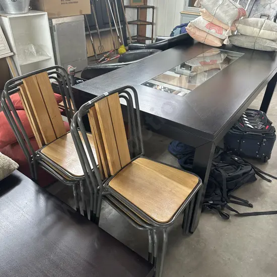 6 Oak & metal chairs with large dining table 2000 x 1000