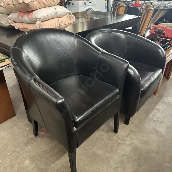 Black leather tub chair (plus other average chair)
