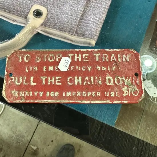 Bronze train sign 15 x 6cm