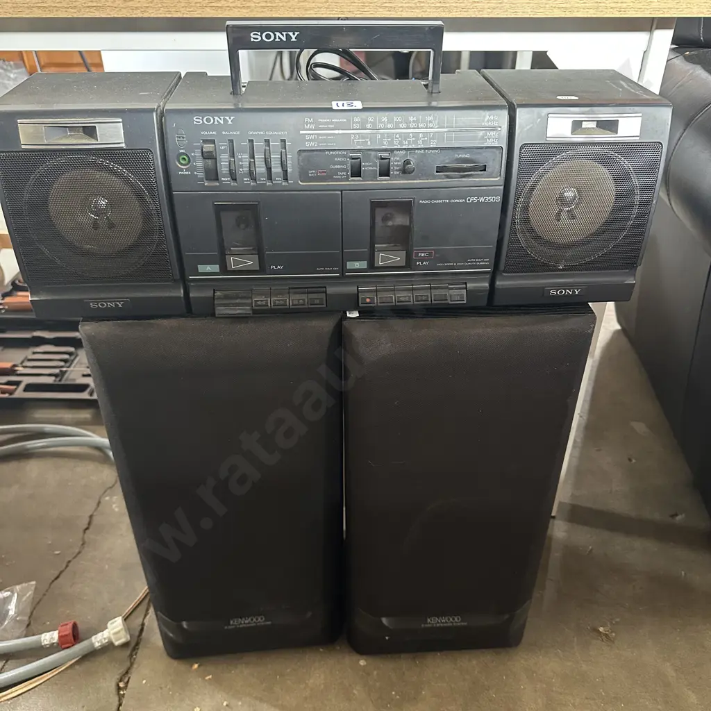 Sony twin tape deck plus Kenwood speakers Image 1++