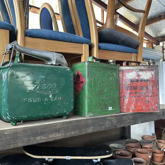 3 collectible petrol tins