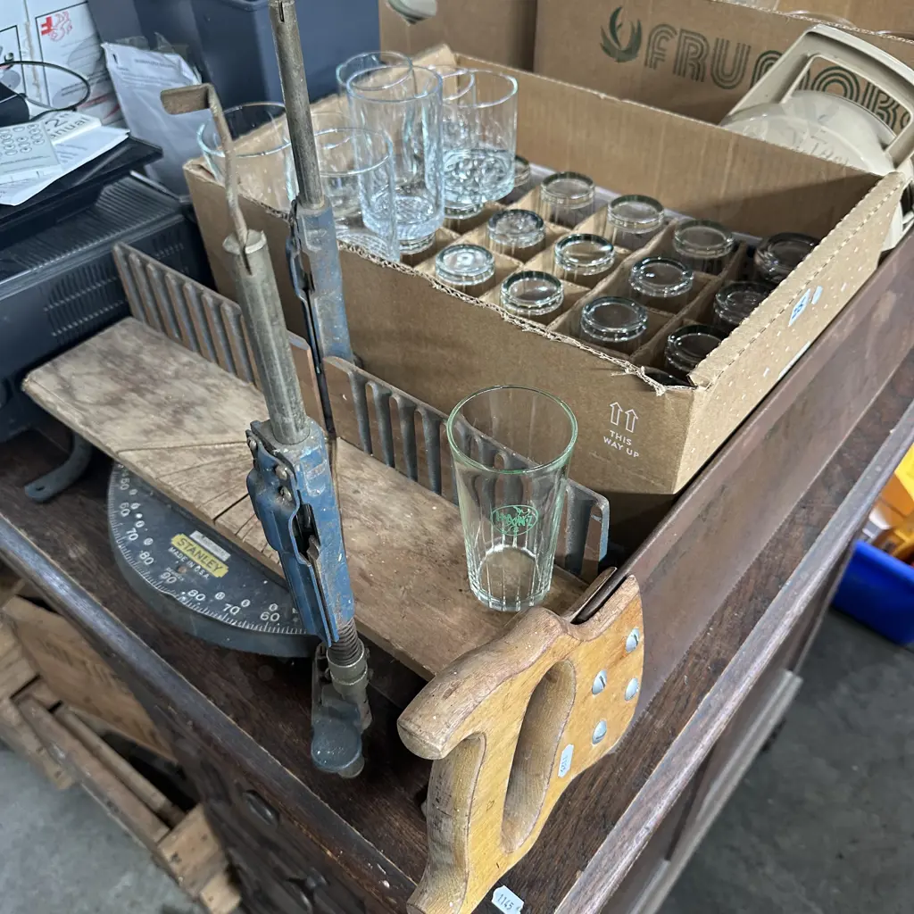 vintage HANZ 8 once glasses, stanley mitre box, lead etc Image 1++