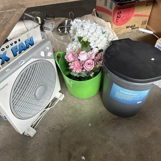 fan, flowers, boom bin