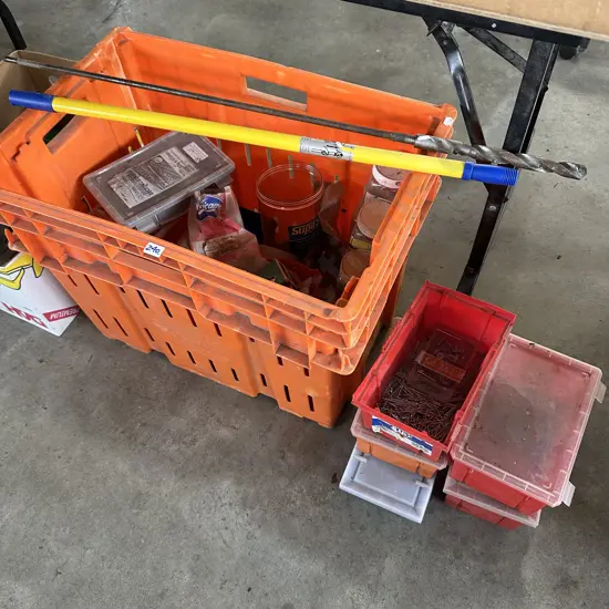 large bin hardware, drill bit etc