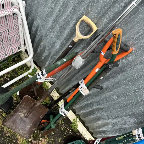 Assorted garden tools.