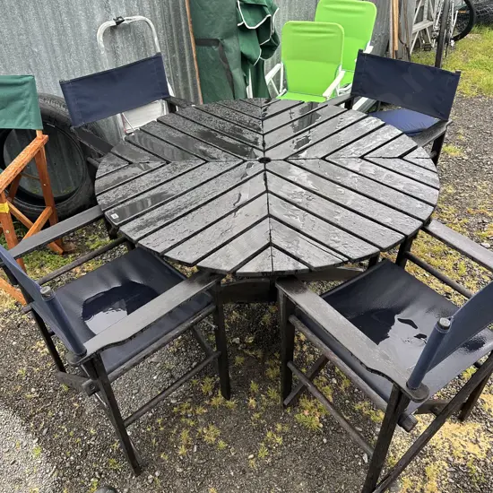 wooden outdoor table and 4 chairs