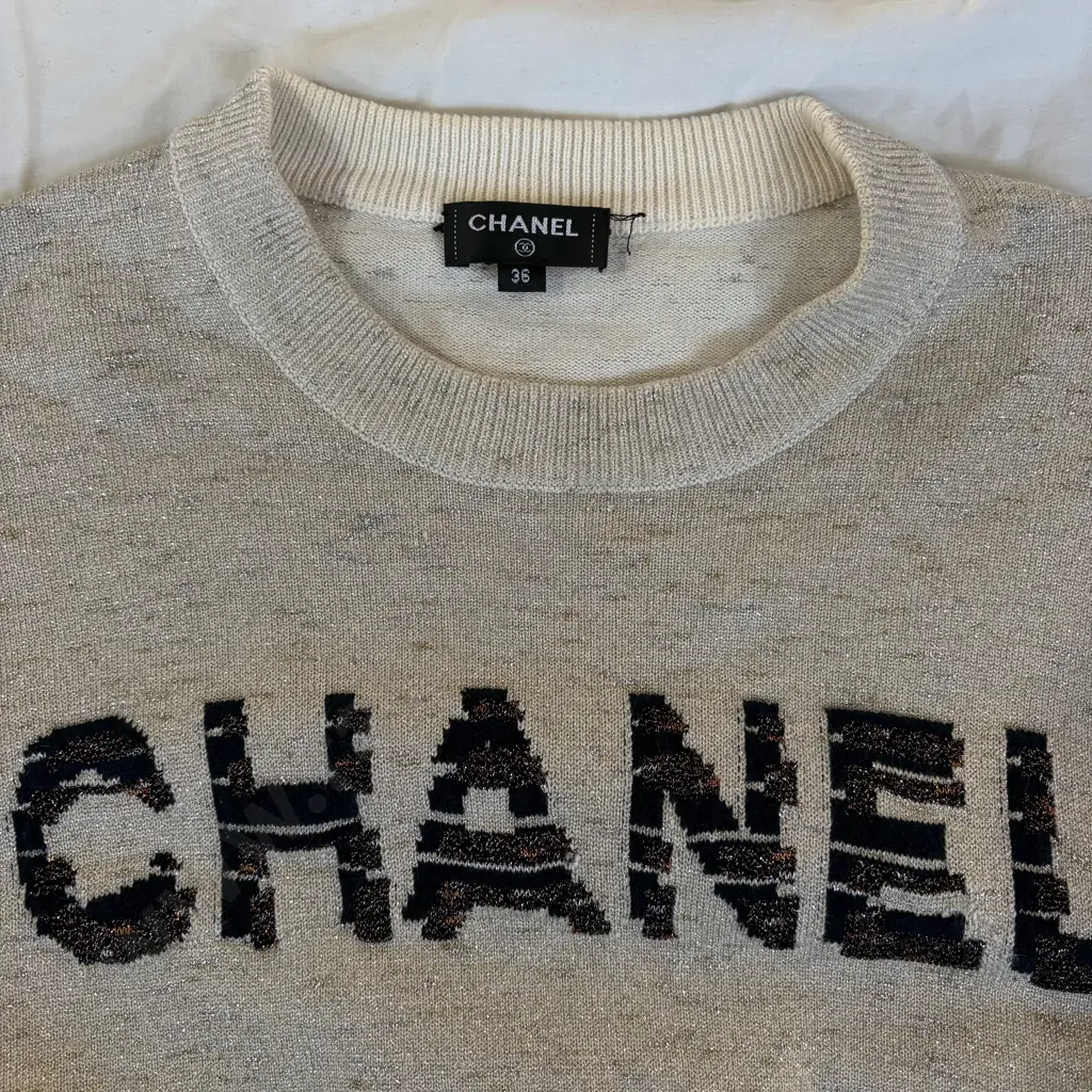 CHANEL Beige cashmere & cotton sweeter size 36 Image 1++