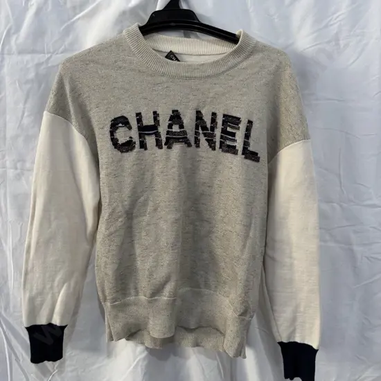 CHANEL Beige cashmere & cotton sweeter size 36