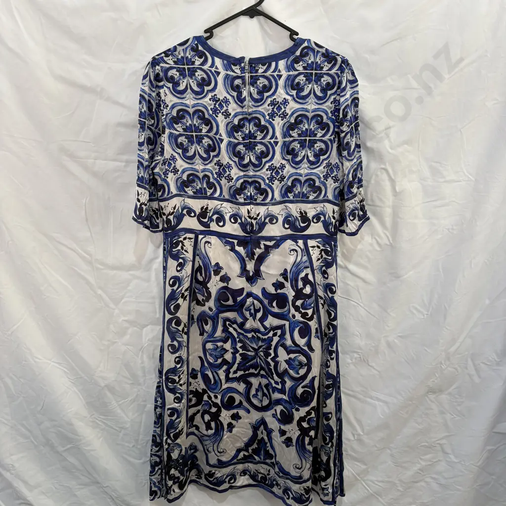 DOLCE & GABBANA midi dress, Majolica print with rear zip 2XL Image 1++