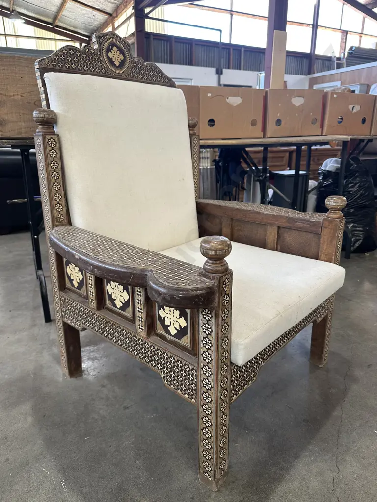 Syrian inlay antique chair Image 1++